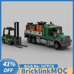 347PCS MOC city Engineering series Modular Cargo Flatbed Truck & Forklift model creative ideas ChildrenToy Gift technologyBlocks