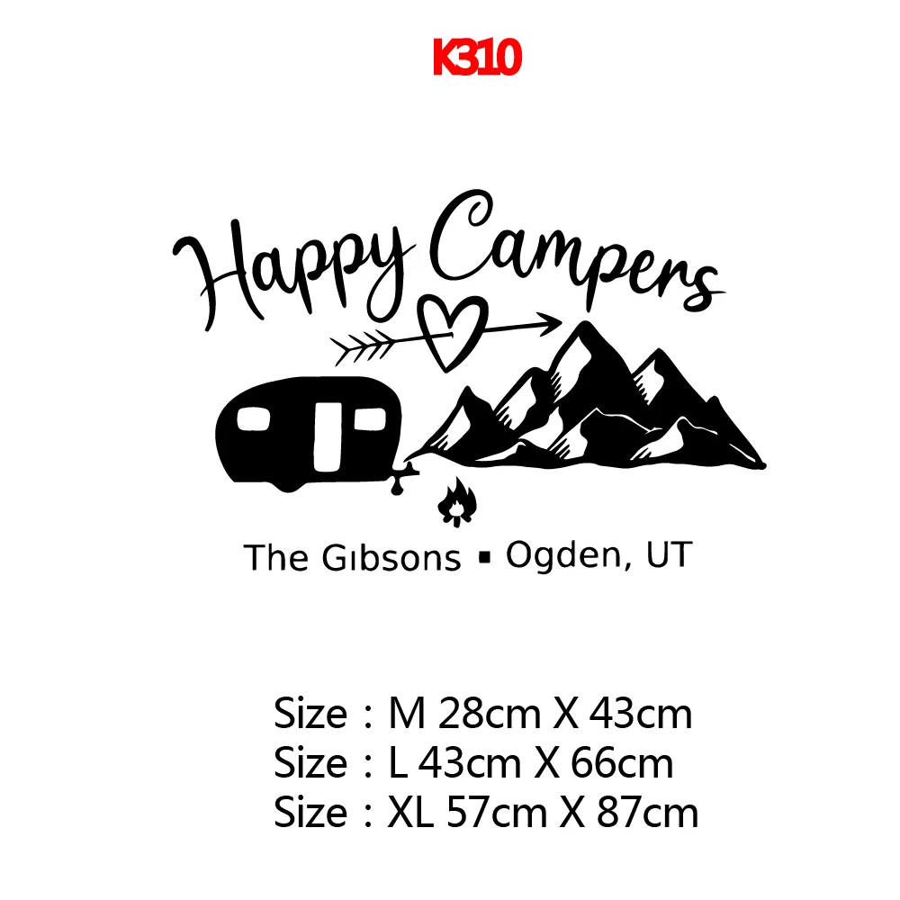 1PC Hot Sale Happy Campers Home Decorations Pvc Decal For Bedroom Decor Sticker Mural