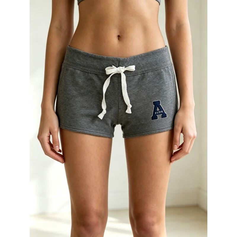 Retro low waist spice girls sports shorts drawstring casual shorts Y2K street wear daily sports hot pants.
