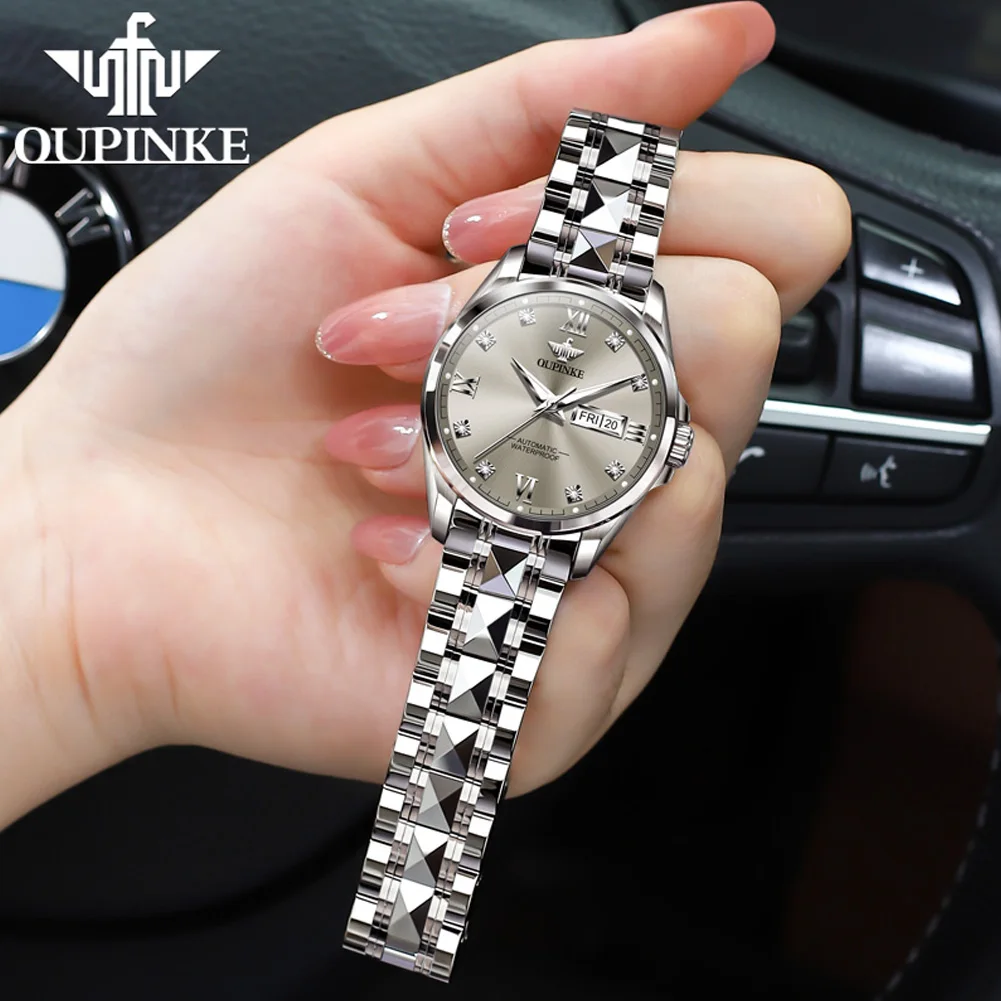 OUPINKE 3262 Imported Movement Women Automatic Mechanical Watch Top Brand Luxury Sapphire Mirror Women Watch Bracelet Set Gift