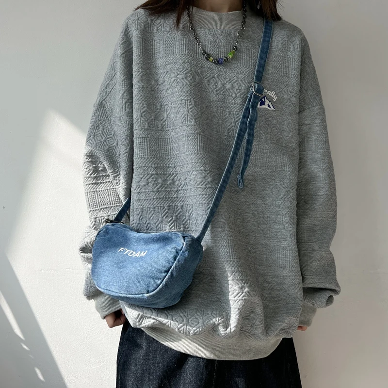 Small Canvas Female Shoulder Bag 2023 Casual Crossbody Bag For Women Solid Color Unisex Messenger Bag Denim Blue Women\'S Bag