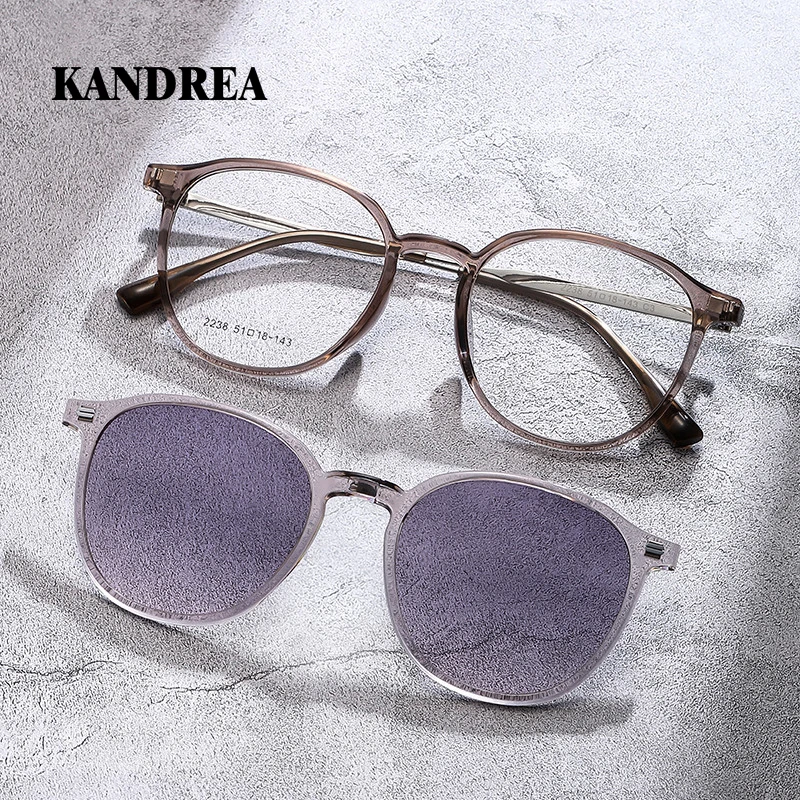 

KANDREA Gradient Magnetic Sunglasses Men Women Driving Dual-Purpose Polarized Ultralight TR Metal Myopia Glasses Frame 2238