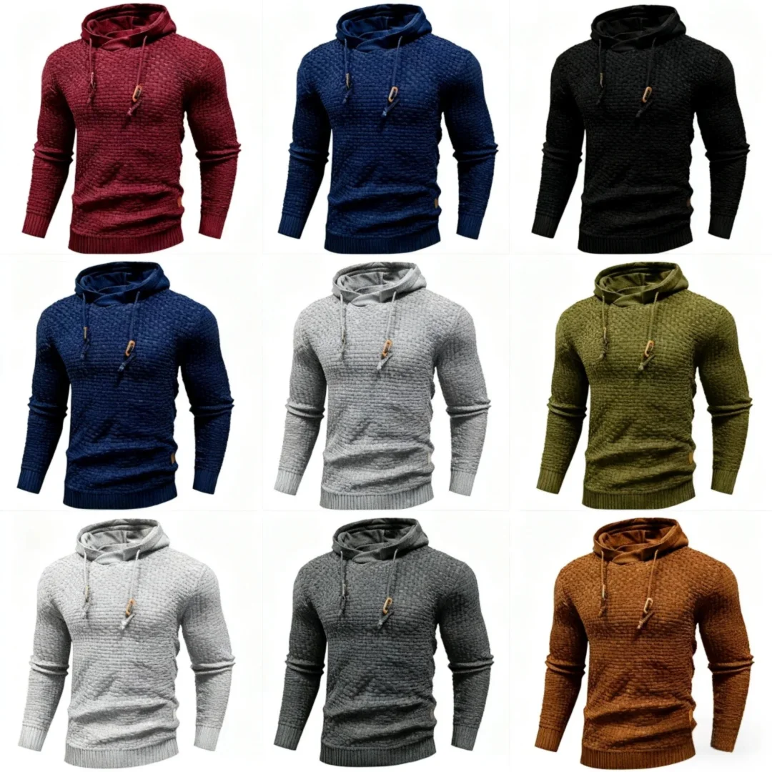 

Мужской пуловер с капюшоном — современный вязаный дизайн с спортивной отделкой для городского отдыха (несколько цветов)