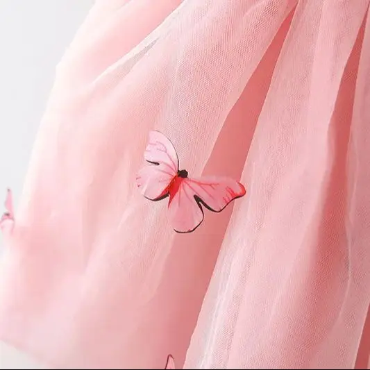 Summer Baby Girl New Dress Sweet Butterfly Mesh Strap Back Big Wings Princess Dress Suitable for 0-3 Year Old Babies