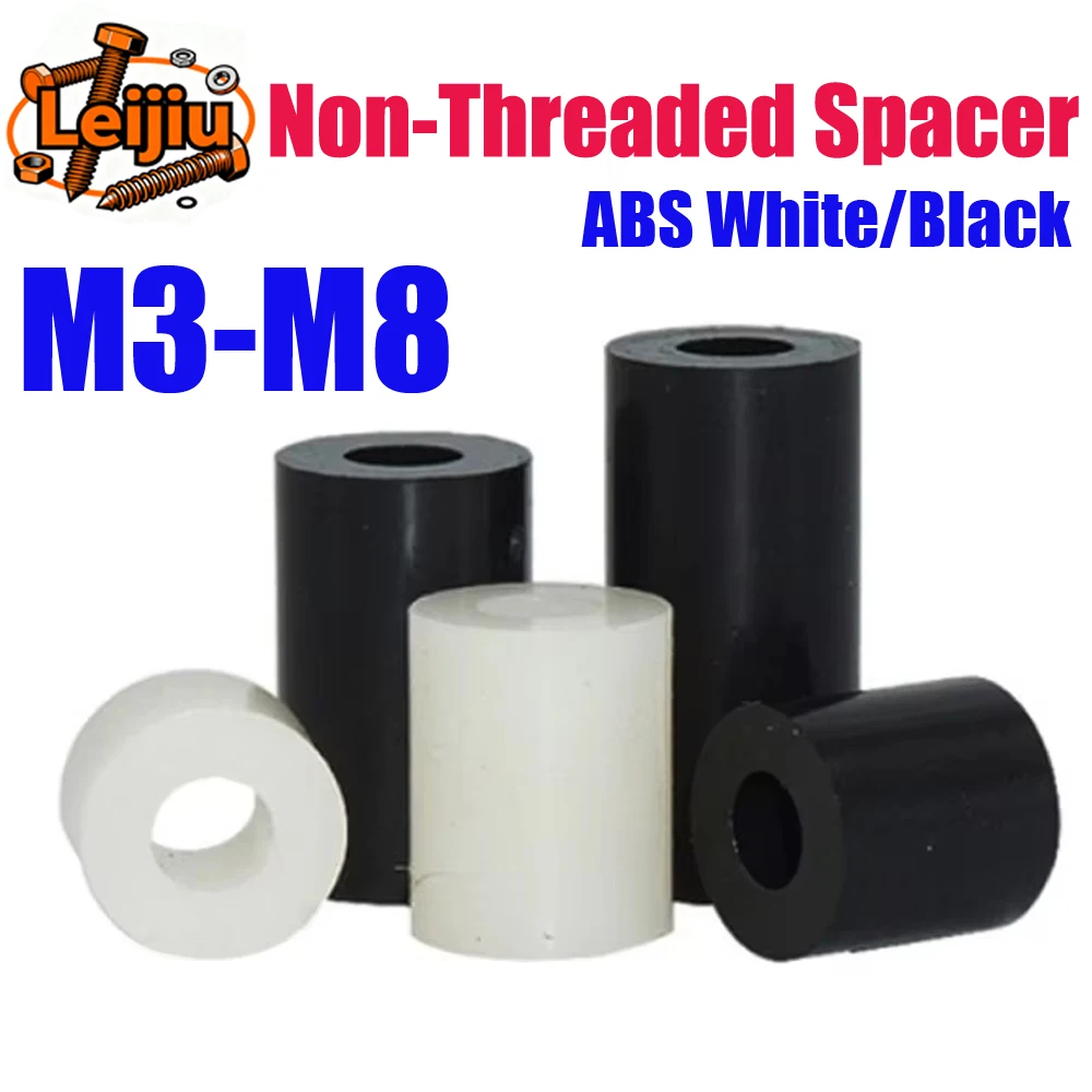Leijiu M3 M4 M5 M6 M8 Weiß/Schwarz ABS Distanzbolzen ohne Gewinde, runde Hohlscheibe, PCB-Platinen-Abstandshalter, Länge 2 bis 25 mm – Detail 2