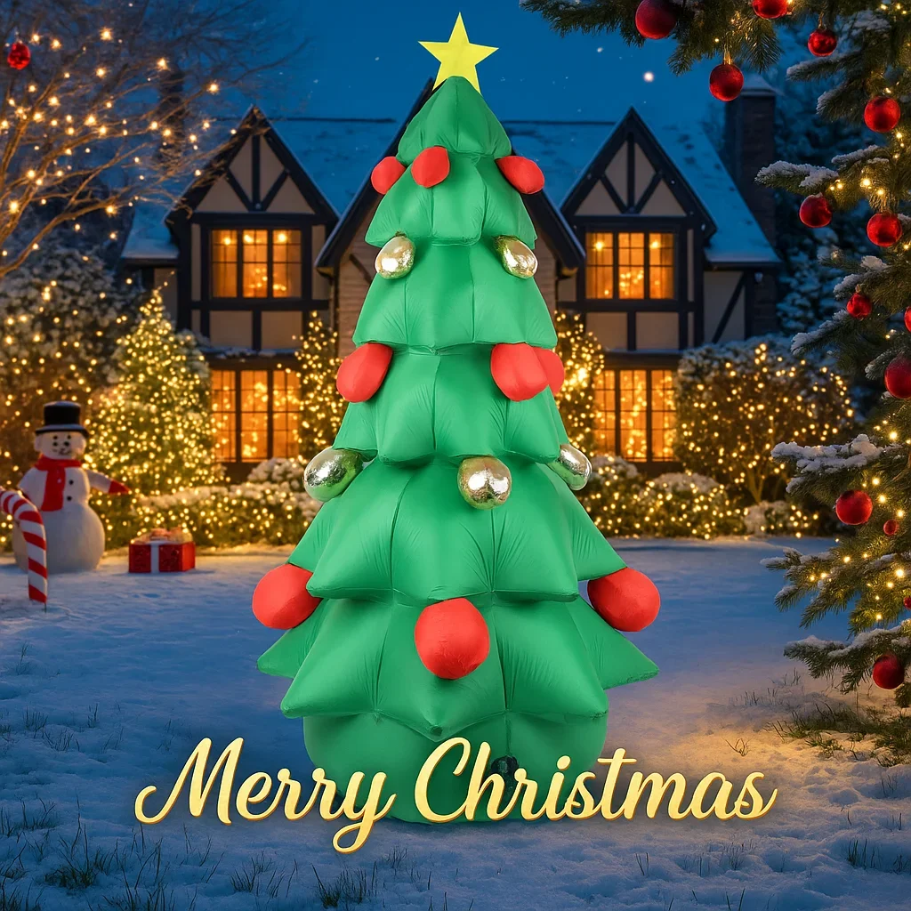 7.87FT Inflatable Toys Christmas Tree with LED Lit Xmas Yard Lawn Garden Party Decor Xmas Home Supplies Ornament Festive Gift