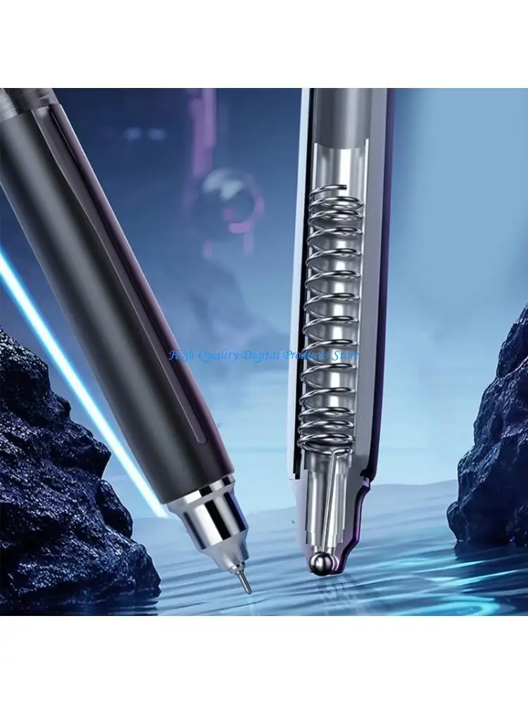

U2JE 3Pcs Press Type Gel Pen 0.5mm Tip Fast Drying Fluid Writing School Supplies