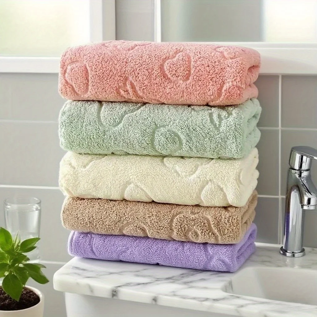 Toallas florales y oso de dibujos animados, toalla facial suave, artículos esenciales para el baño y el hogar, adecuada para sala de estar, dormitorio, cocina, baño, inodoro