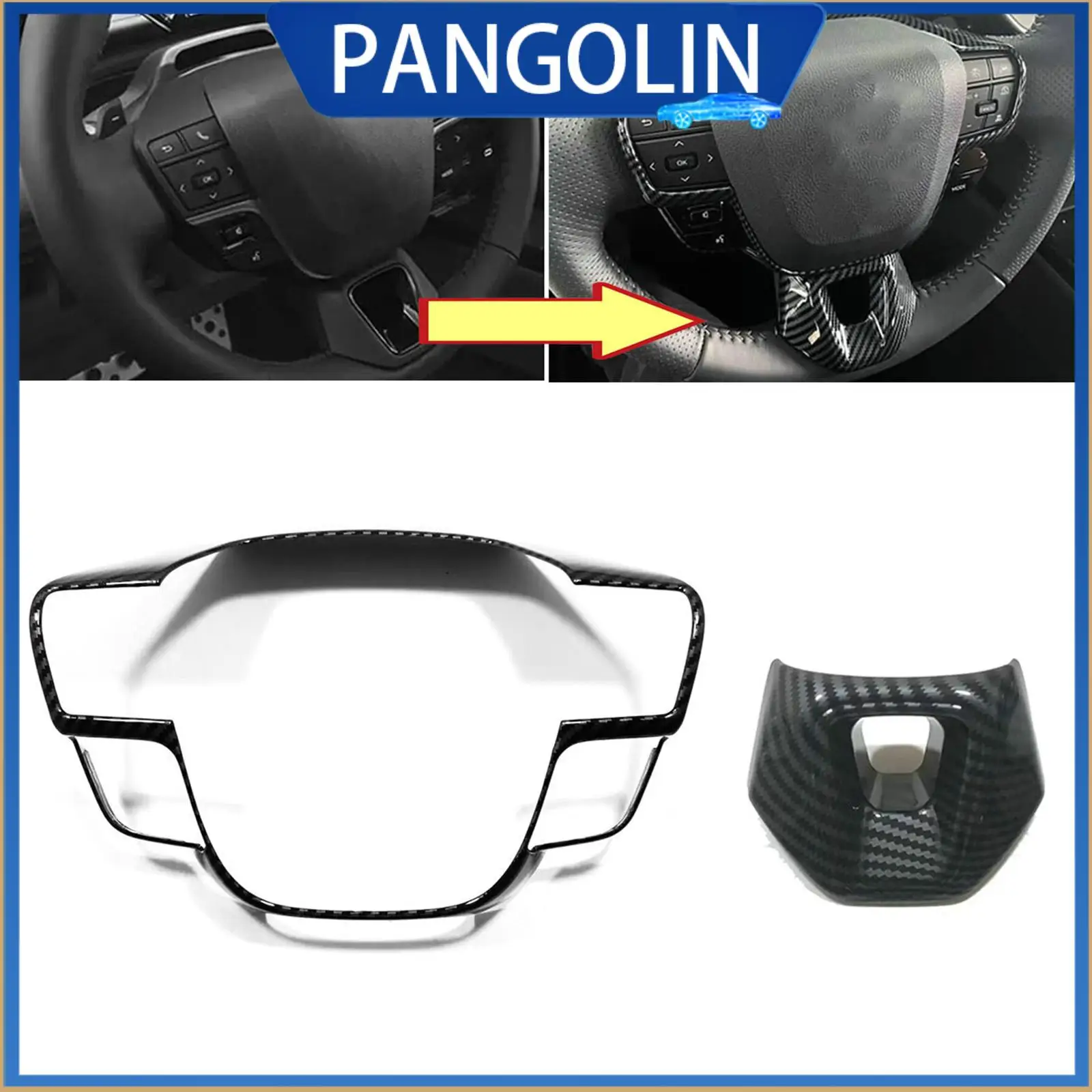 

PANGOLIN Steering Wheel Trim Cover 2Pcs/Kit for Toyota Camry 2025 Premium Carbon Fiber Non-Genuine Adhesive Upgrade Decor Frame