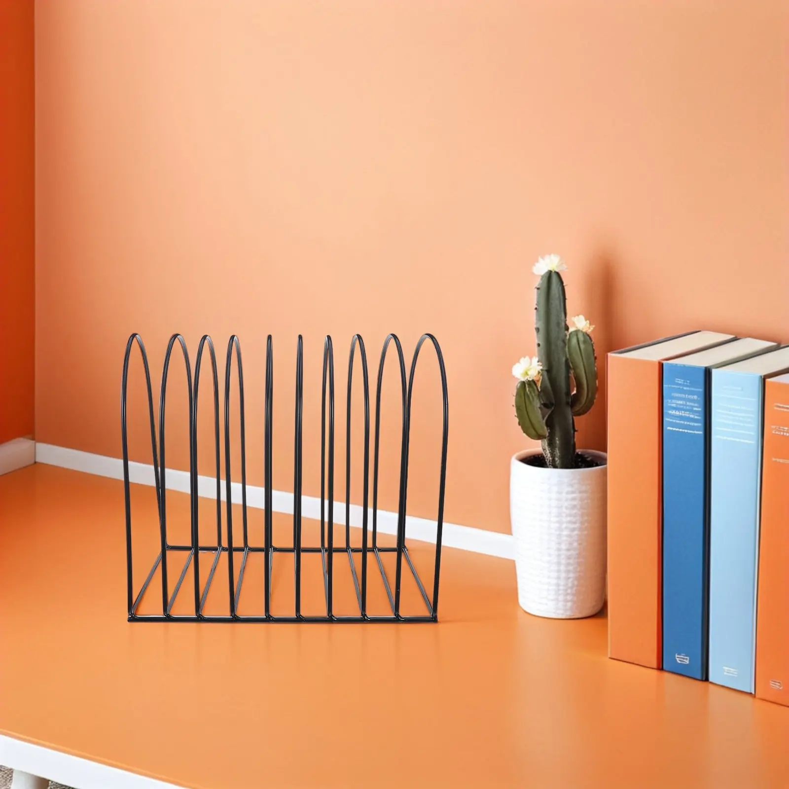 Metal Iron Desktop Bookshelf Holder Organizer Book Holder Shelf Semi-circle Bookcase Office Dorm Study Table Sturdy