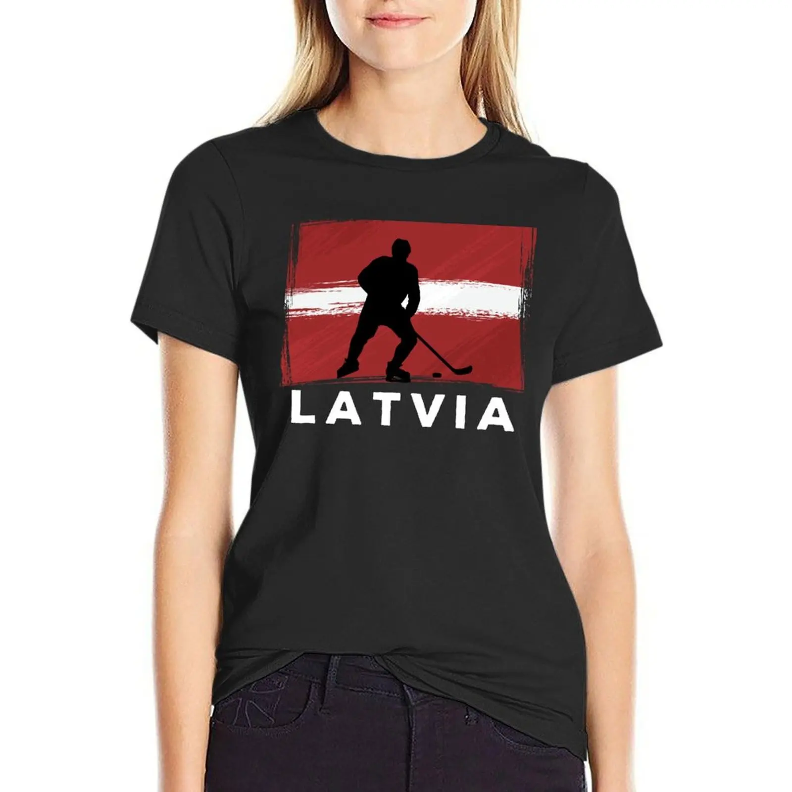 Latvia Ice Hockey Team T-Shirt oversized anime funnys ariat shirts for Women