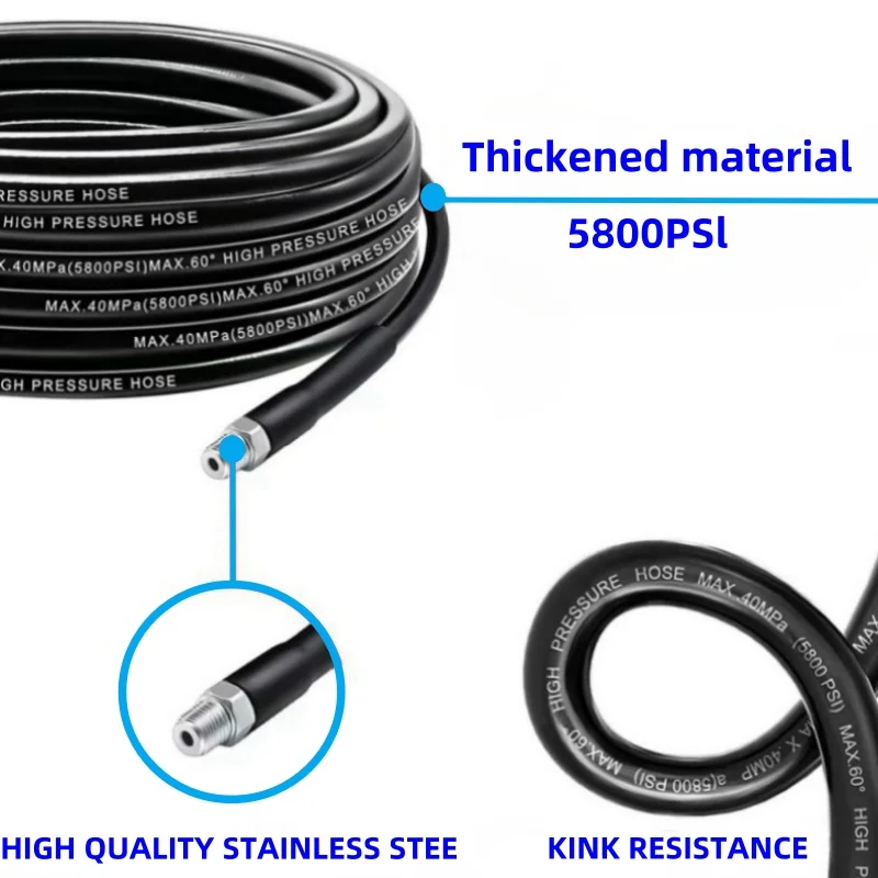 Sewer Drainage Cleaning Hose, Sewer Cleaning Kit, High-Pressure Cleaning Nozzle, For Karcher Interskol Huter Hammer Nilfisk