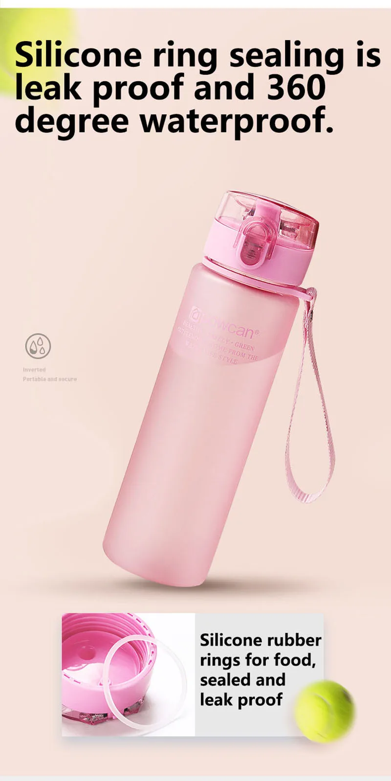 600ml 500ml 400ml Portable Leak-proof Frosted Tea Water Bottle Tour Outdoor Sports Drinking Plastic Transparent My Water Bottles