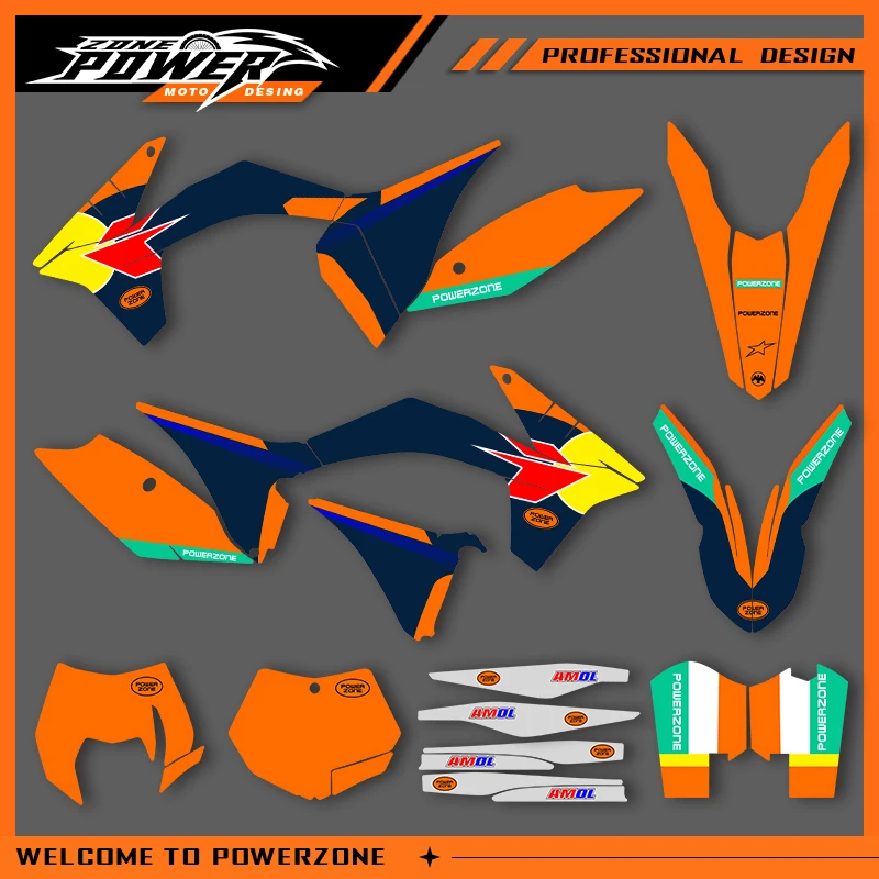 

POWERZONE Мотокросс Team Графический фон Наклейки Наборы наклеек для KTM 2012 2013 EXC EXC-F 2011 2012 SXF SX Индивидуальный номер 07