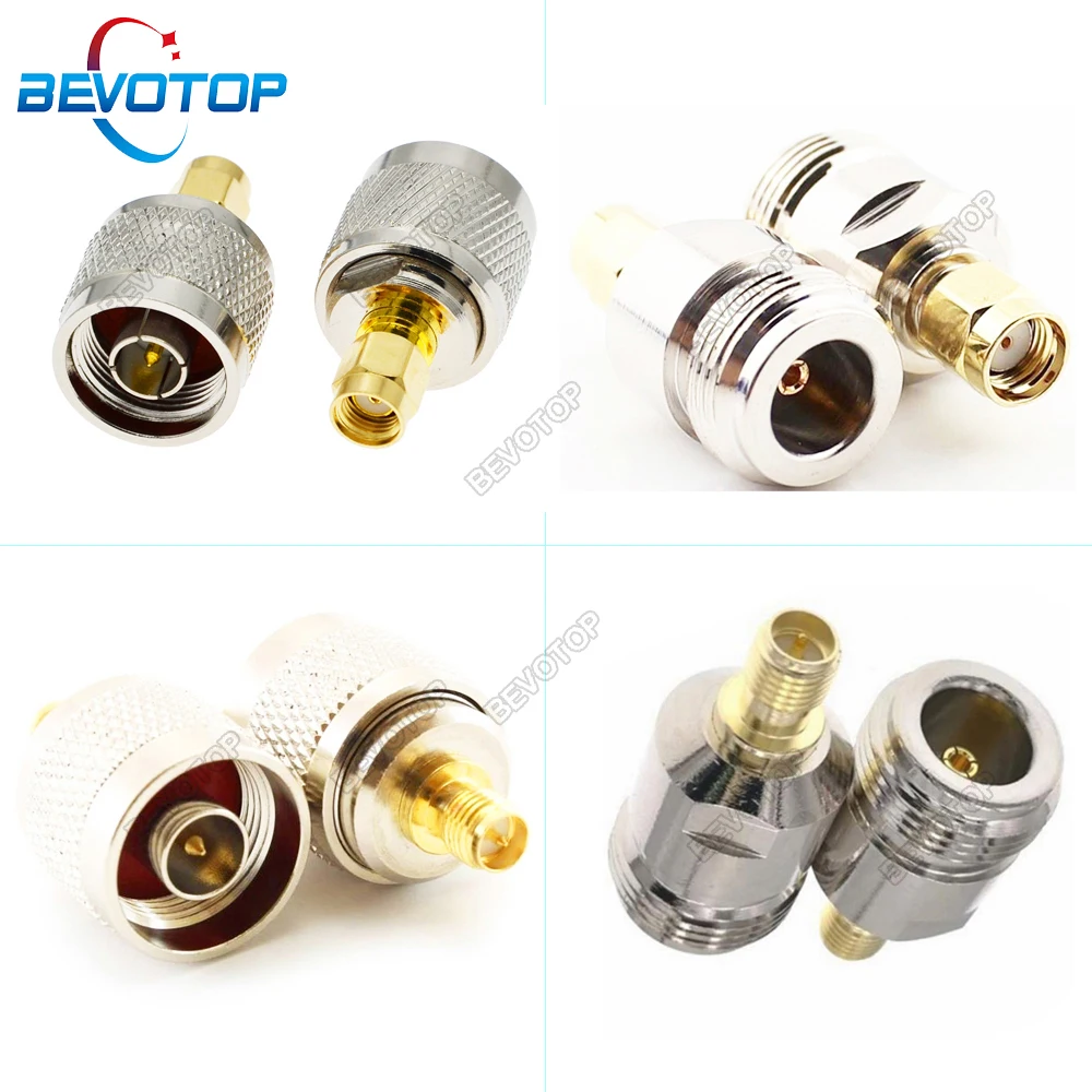 BEVOTOP 1PCS RP-SMA to N Series Adapter RF Connectors Straight N Male/Female to SMA Male/Female Adapter Coaxial 8 Types