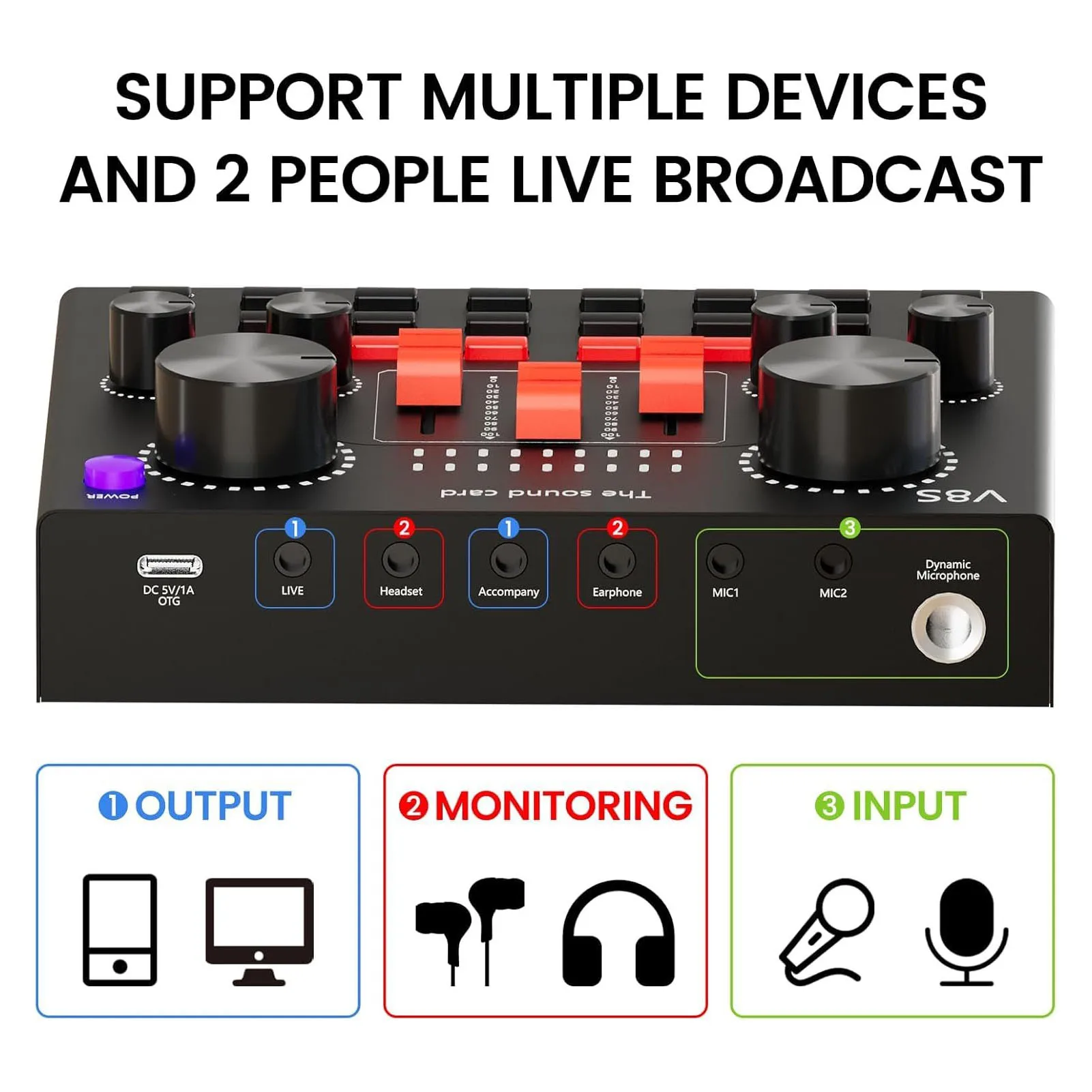Microfoon Bundel met Geluidskaart 120 kHz 24 Bit BP1048B2 Chip Condensator Microfoon Kit met Roterende Stand Oortelefoon voor Studio