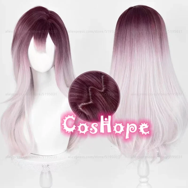 Shalom Cosplay Wig Women 60cm Long Straight Rose Red Pink Gradient Wig Cosplay Anime Cosplay Wigs Heat Resistant Synthetic Wigs