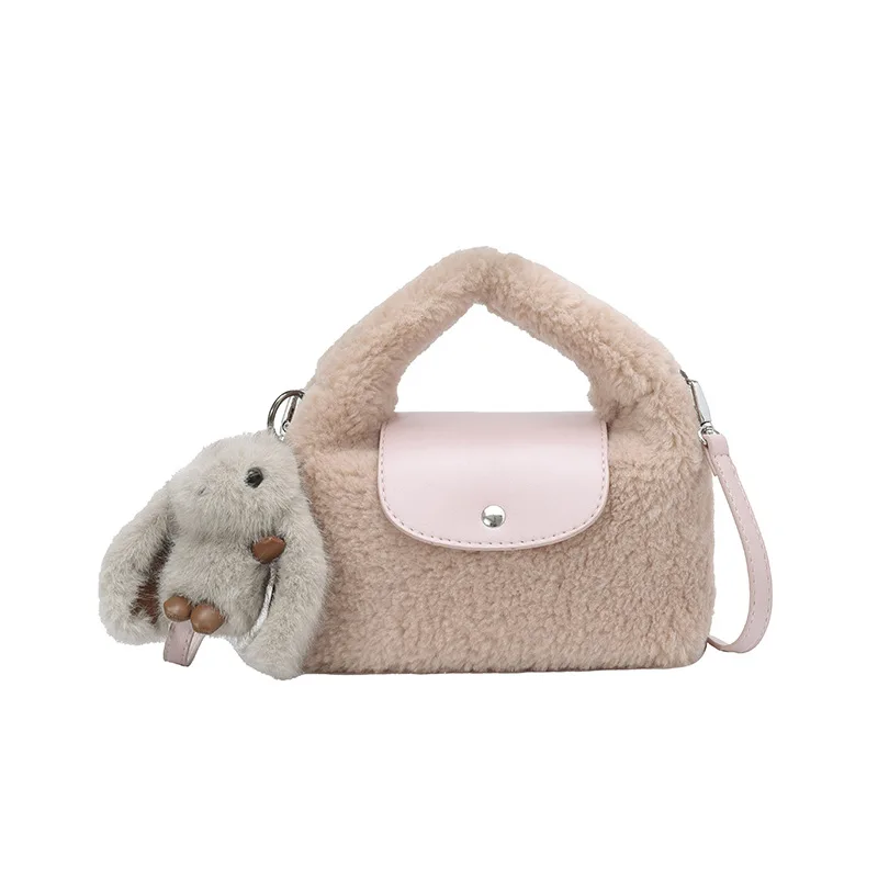 

Elegant Women Top Handle Bag Fluffy Leisure Joker Crossbody Bag for Autumn Winter Fashionable Casual Texture Simple Square Bag
