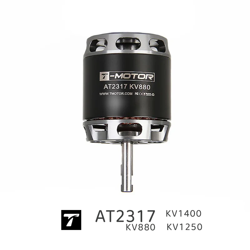 AT2317 T-MOTOR Long Shaft KV880 1400KV KV1250 brushless motor for Hybrid Vertical Take-off Landing UAV