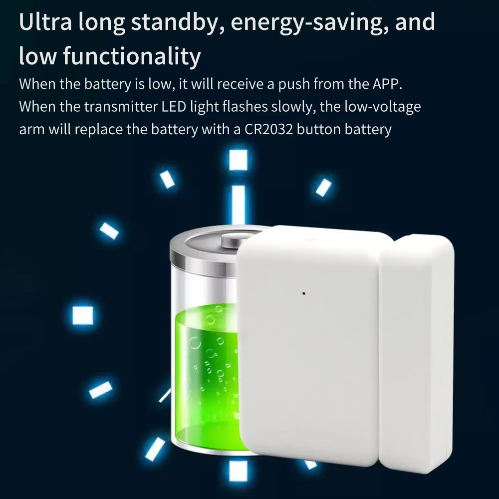 Aplicación TTLOCK, Sensor de puerta de 2,4 Ghz, Sensor de contacto, Detector de apertura y cierre, alarma de casa inteligente, protección de