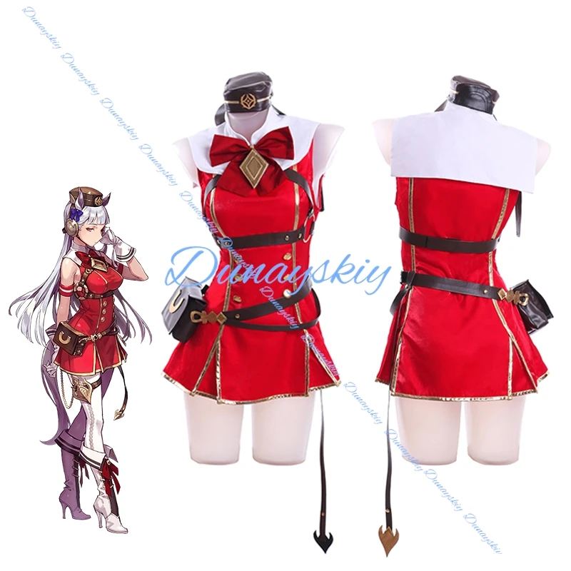 Gioco Ua musume Pretty Derby Gold Ship Costume Cosplay Parrucca Abito rosso Carnevale di Natale Vestito di Halloween Scarpe complete