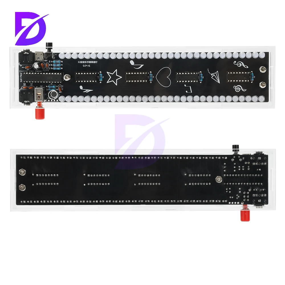 تيار مستمر 5 فولت 32 قطعة طيف الموسيقى إيقاع ضوء الصوت المنشط LED الإلكترونية لتقوم بها بنفسك مجموعة ممارسة اللحام واجهة USB المصغّر #5
