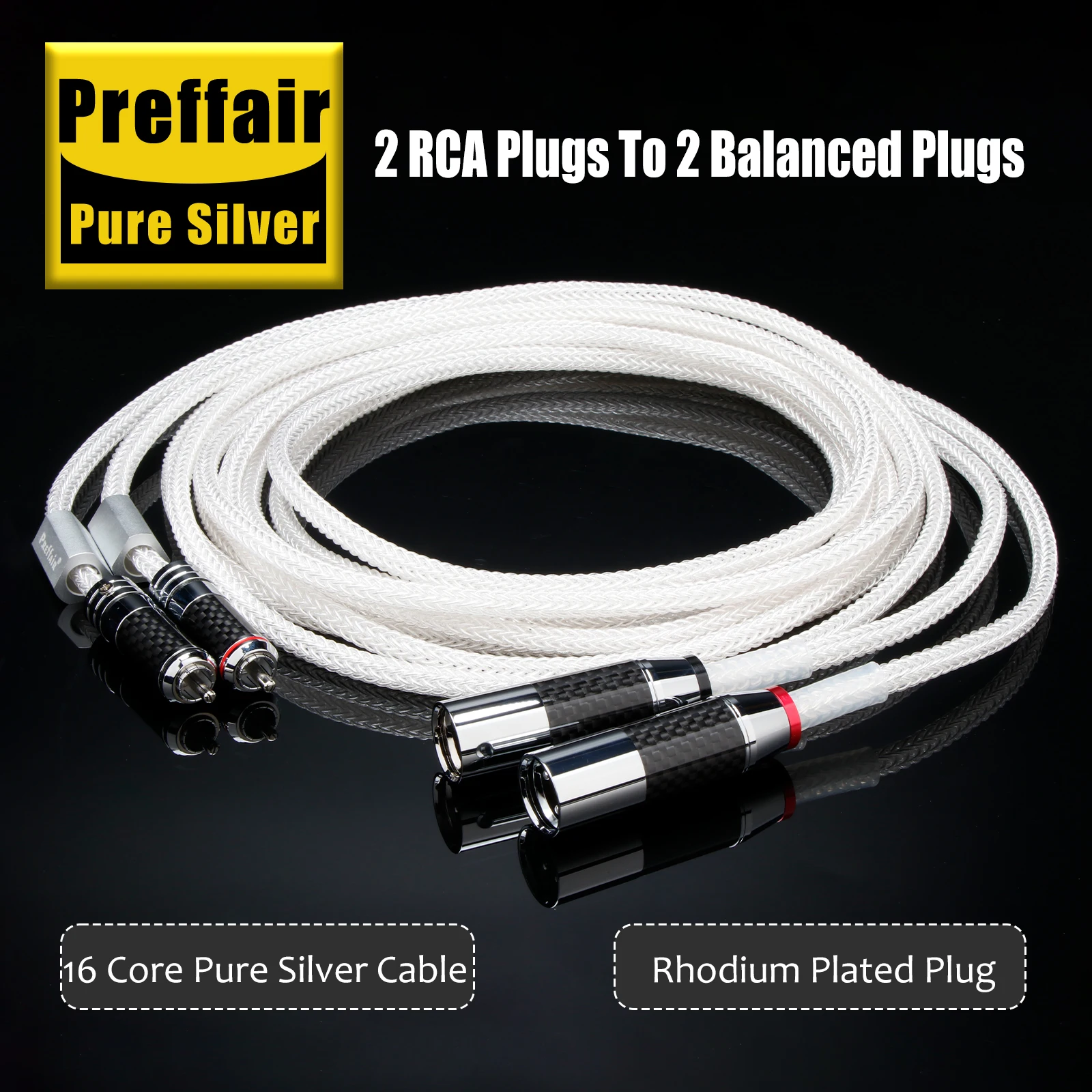 Pair 16 Cores Pure Sterling Silver XLR Cables Pure Silver RCA Audio Cable Female to Male Audio Cable for Amplifier Microphone image 3