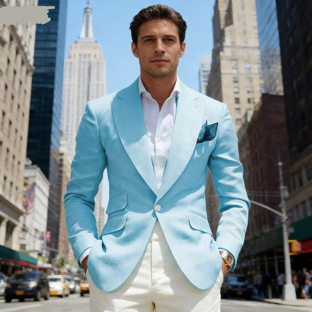 

Pink Slim Fit Blazer for Men Peak Lapel Single Breasted Elegant Dinner Jacket Smoking Suit for Wedding And Business