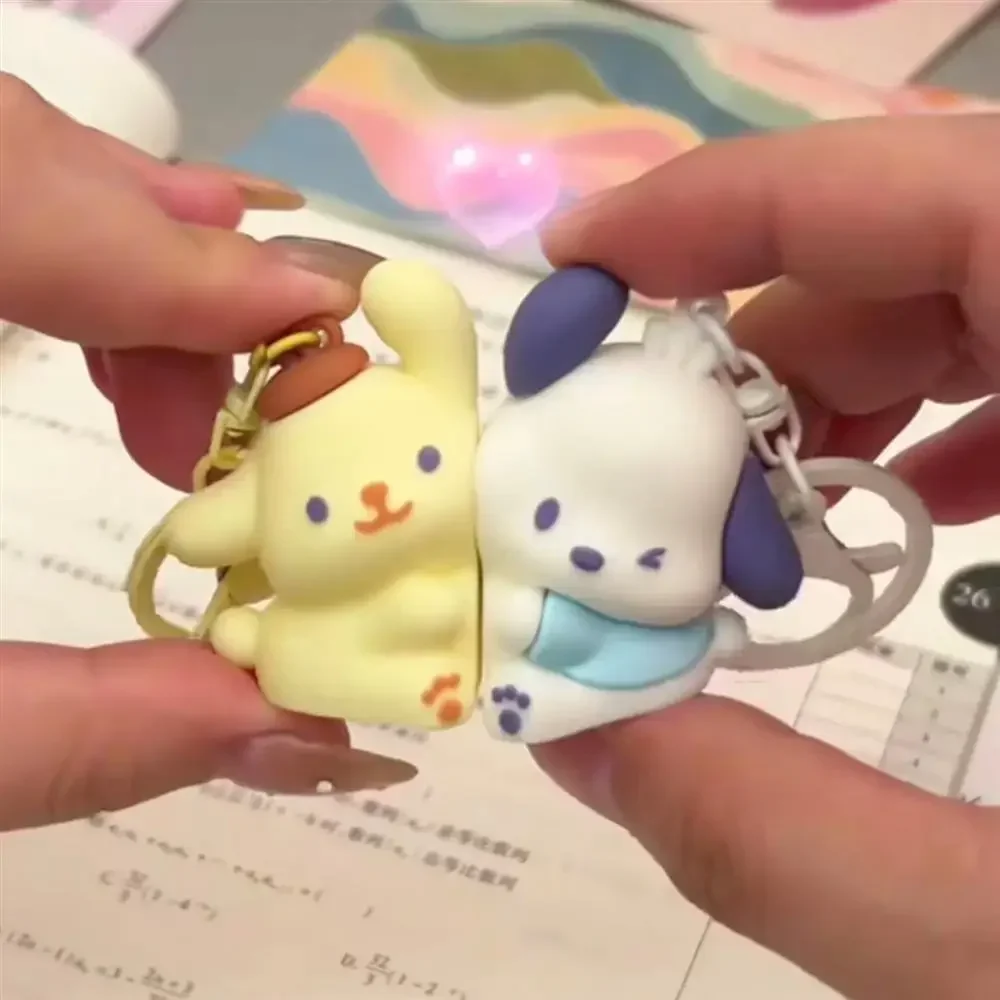 Sanrio Pochacco PomPomPurin Creative Magnetic Keychain Cartoon My Melody Kuromi Couple Cute Pendant Backpack Decoration Gifts