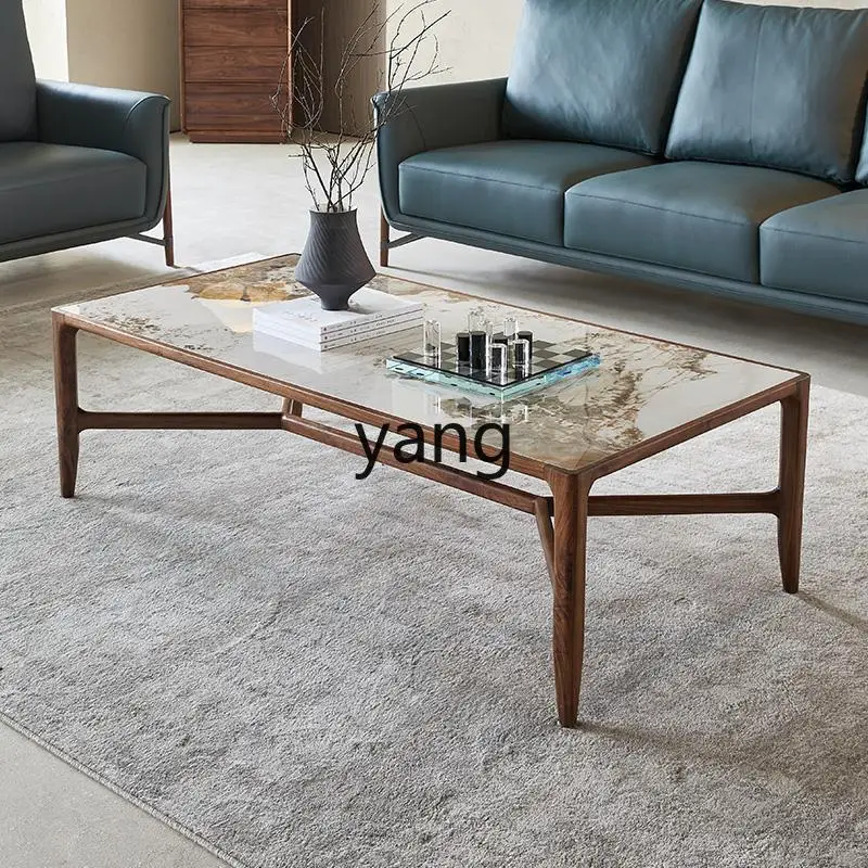 

LMMblack walnut rock slab coffee table light luxury household simple small apartment living room tea table