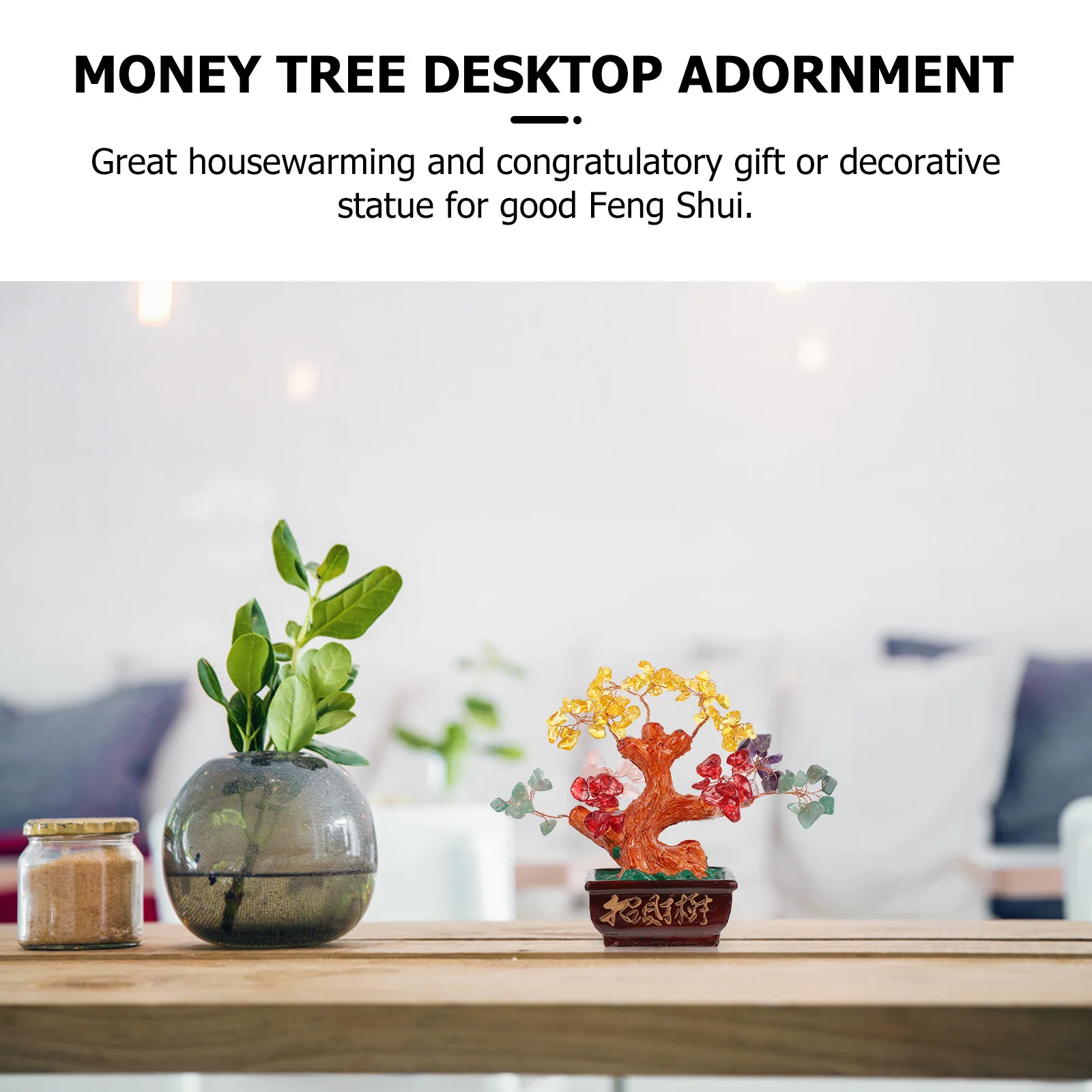 

1Pcs Fortune Crystal Money Tree Desktop Feng Shui Decor Bonsai Style Ornament Wealth Prosperity Gift Fortune Tree Decor