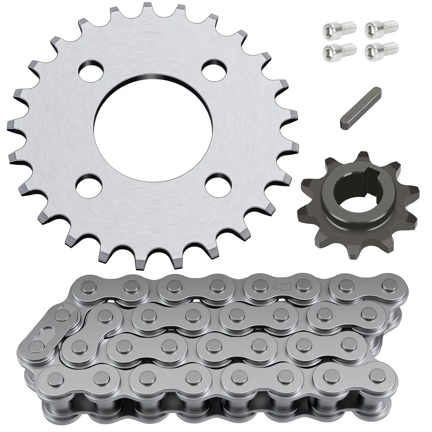 

420 Chain Sprocket 25T 32 Links Compatible with Go Kart Engines 196cc-212cc, Front Jackshaft Sprocket 10T 5/8" Bore