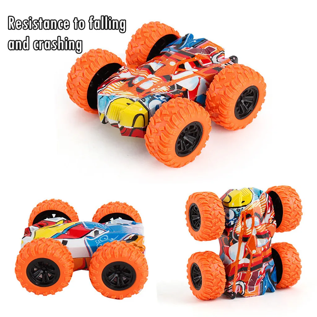 Inertia Double Side Pull Back Cars Friction Powered Vehicles Stunt Graffiti Car Off Road Model Toy Car For Kids boy Great Gifts