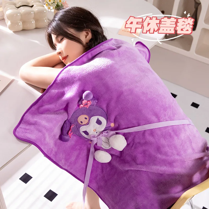 Anime Sanrio Kuromi Plush Four Seasons Little Blanket My Melody Hello Kitty Pochacco Air Conditioning Blanket Nap Blanket Gifts