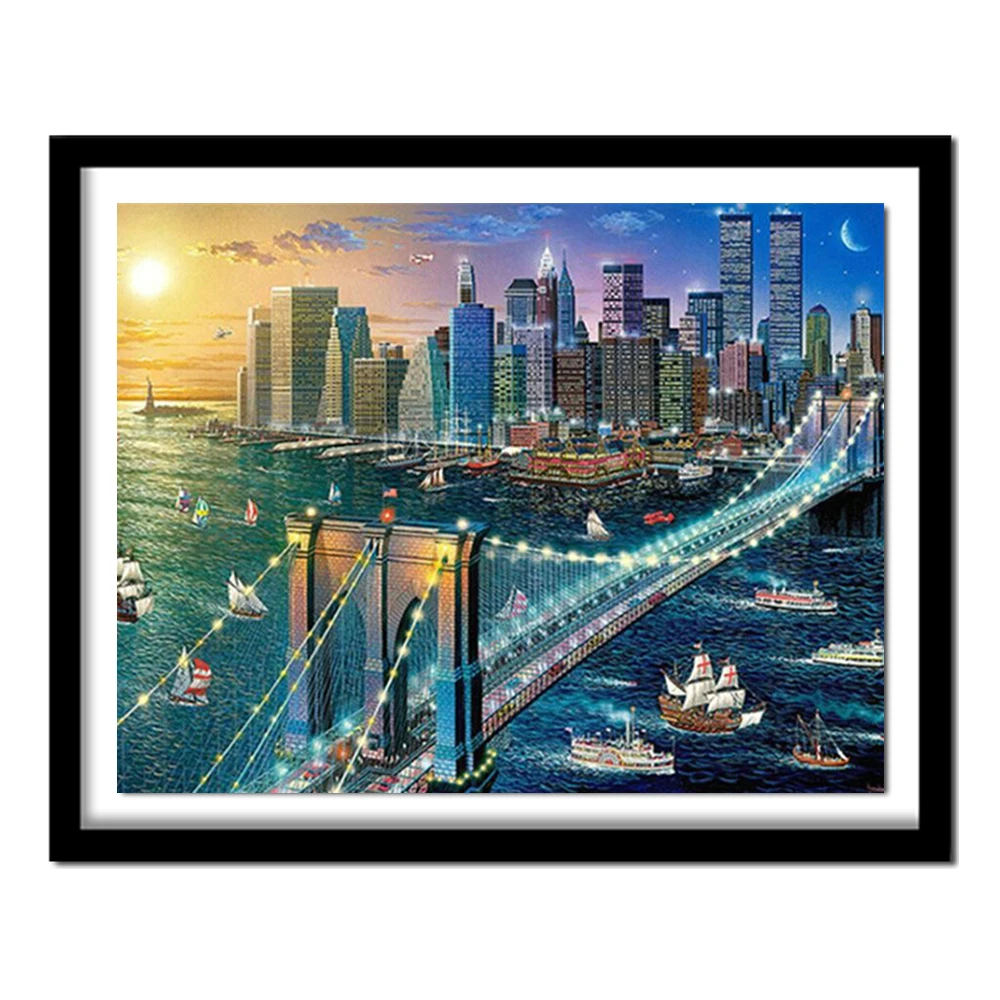 Diamond Embroidery DIY Diamond Painting Cross Stitch Kit New York brooklyn bridge 5D Diamond  Home Decor ZB790