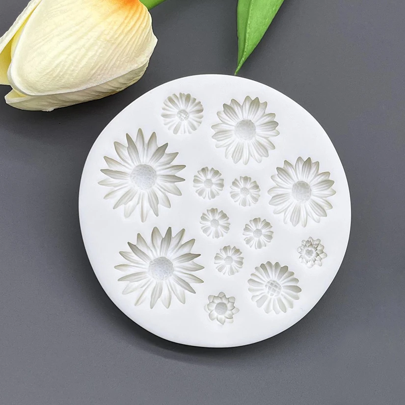 Gänseblümchen Wilde Chrysanthemen Blumen Silikonform für Zuckerguss Schokolade Cupcake Backen Fondant Kuchen Dekorationswerkzeuge – Detail 2
