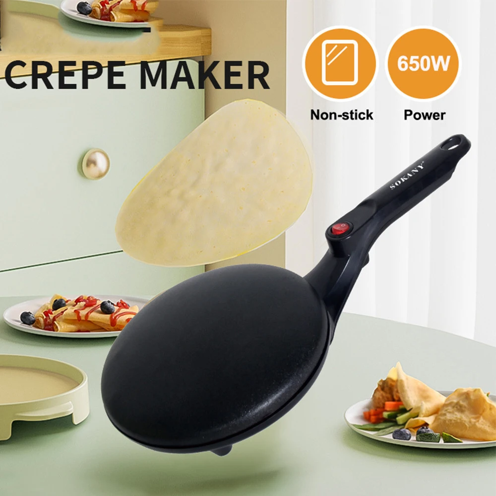 220V Electric Crepe Maker 650W Handheld Nonstick Coating Spring Roll Machine Automatic Portable Pancake Maker Kitchen Appliances