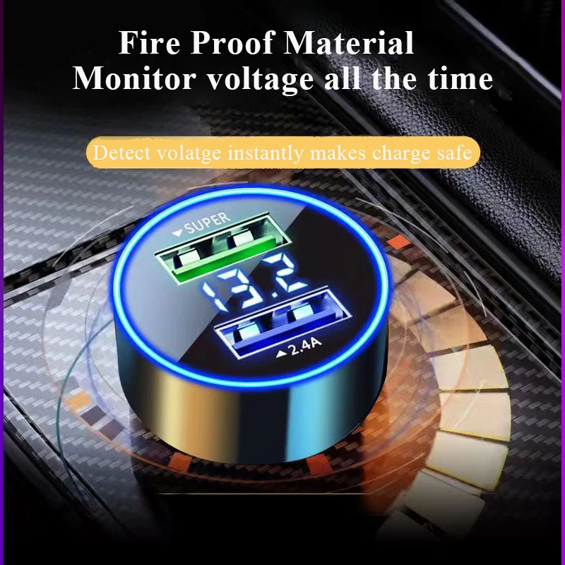 USB Car Charger Dual Ports 120W Super Fast Charging Adapter for Samsung Galaxy Xiaomi Huawei iPhone 13 12 11 Pro Max 7 8 Plus