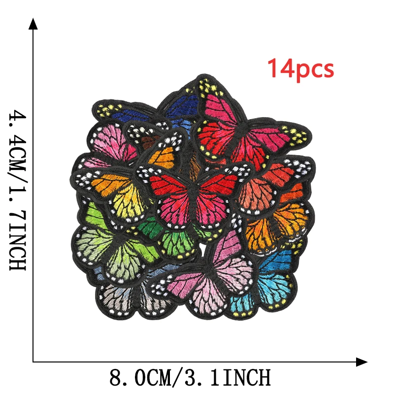 13 teile/los Schmetterling Patches Für Kleidung Pack Gestickte Eisen Auf Parche Termoadhesivos Para Ropa Mochila Designer Groß Nähen Niedlich – Detail 3
