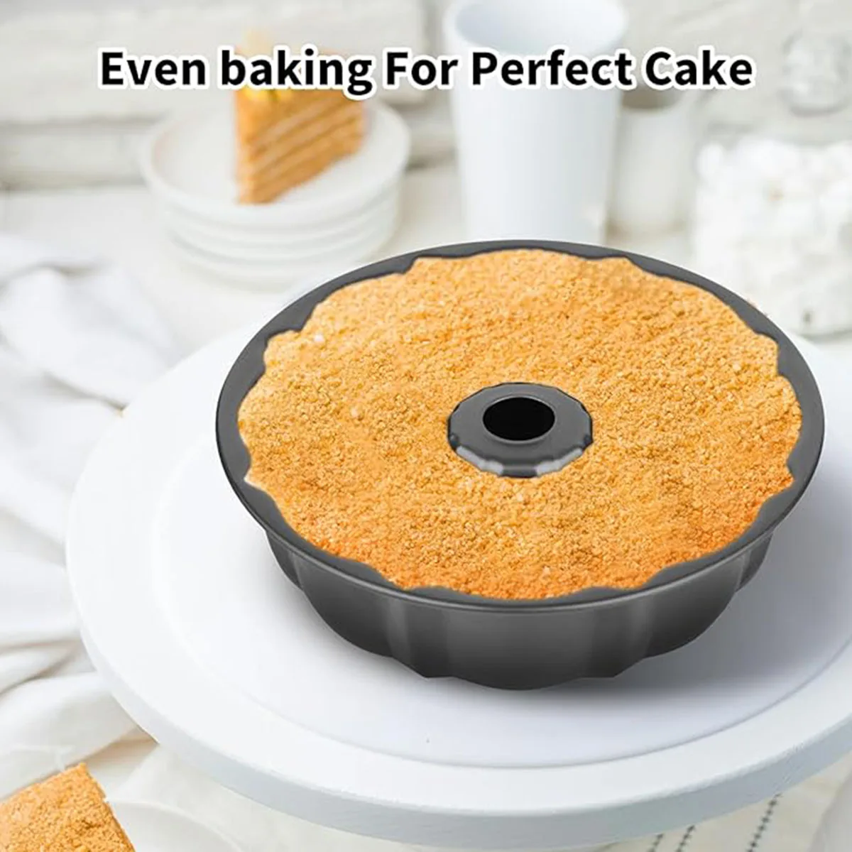 9.5inch (Approximately 24.9cm) Non-Stick Cake Pan, Heavy-Duty Carbon Steel Fluted Round Cake Baking Pan. Cake Pan, Tubular Baking Pan, Cake Mold