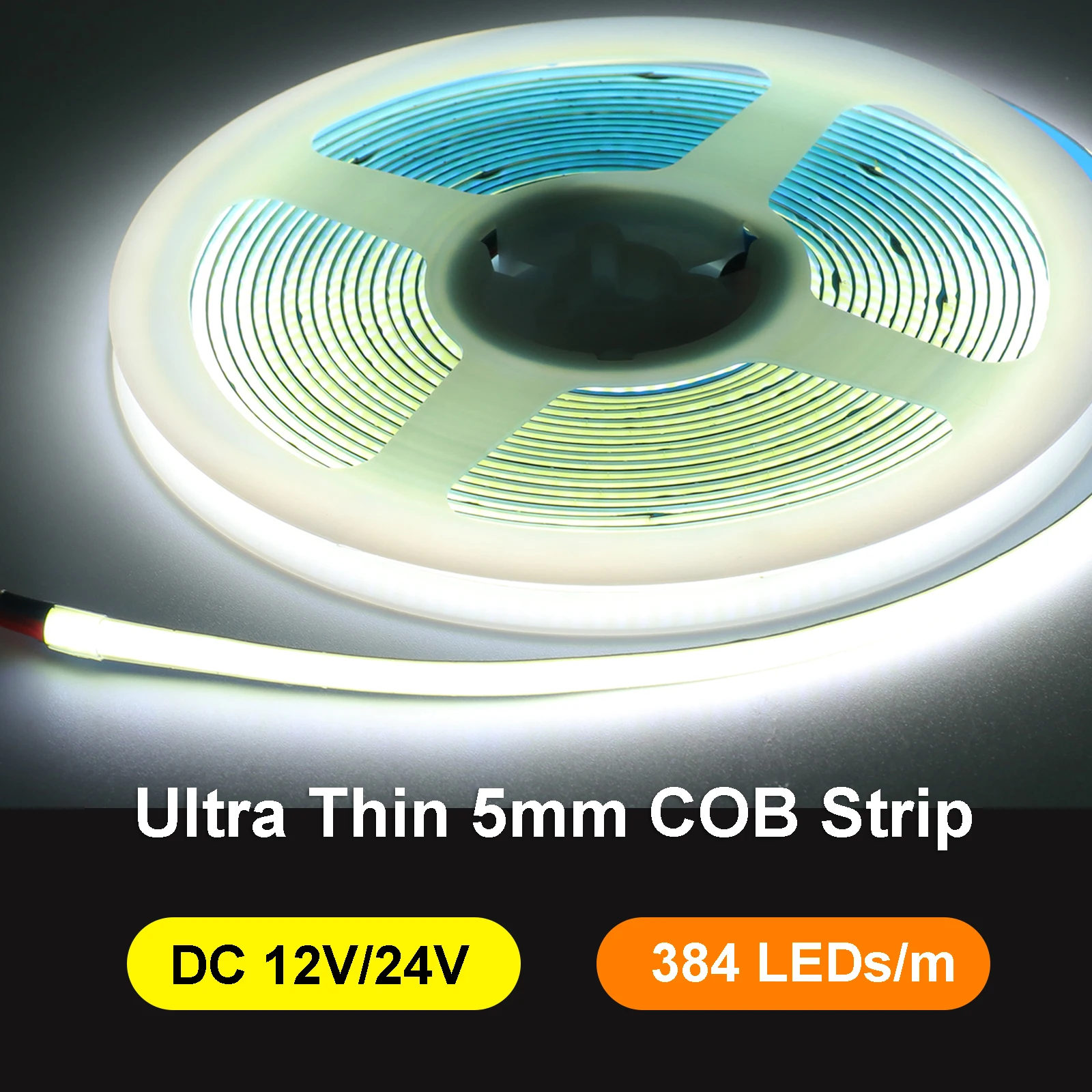 Ultra Thin 5mm COB LED Strip Lights 384LEDs/m Linear Dimmable Flexible Tape RA90 3000K 4000K 6000K Kitchen Room Decor DC12V/24V