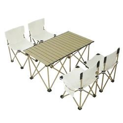 Outdoor Folding Tables and Chairs Set 4~6 People Folding Tables and Chairs Barbecue Camping Go on Road Trip