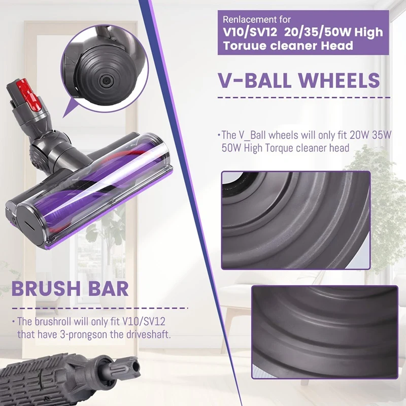 JDZD 볼 휠 롤러 브러시 키트, 다이슨 V10 SV12 진공 청소기 부품 교체, 다이렉트 드라이브 모터 헤드