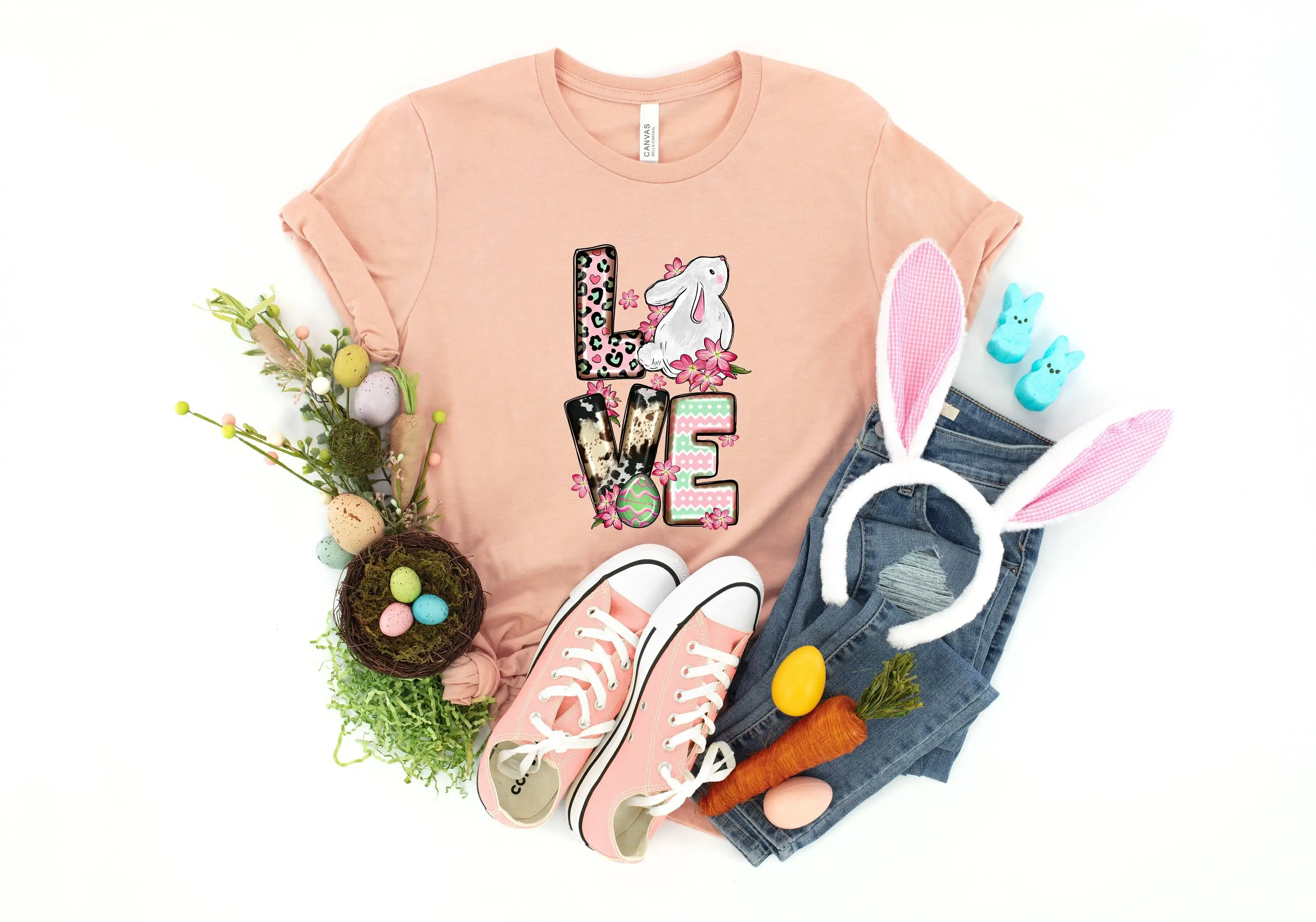 Easter T Shirt Bunny Love Day Cheetah