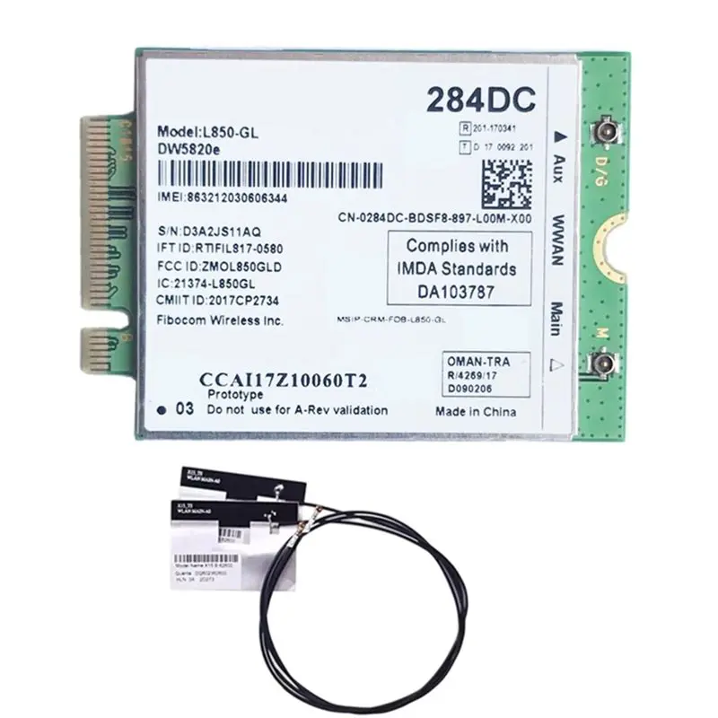 Well Made-For Dell Laptop 3500 5400 Compatible DW5820E L850-GL LTE 4G Card Module+ Antenna Kit 0284DC 284DC