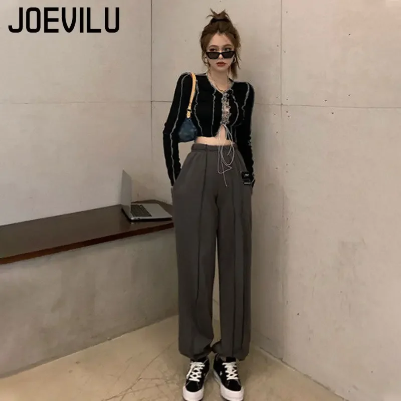 Drawstring Crop Top Gothic Aesthetic Harajuku Y2k Tops Tight Long Sleeve T-shirt Chic Spring Autumn Bottom Shirt Women Clothes