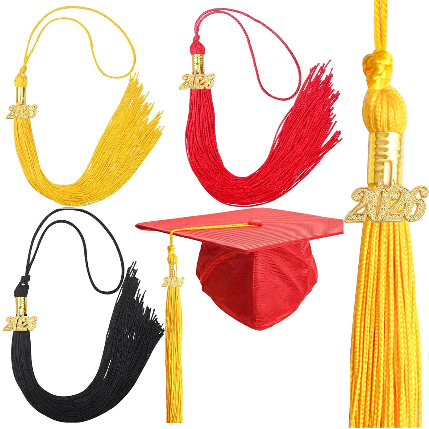 

3 Set 2026 Tassel Graduation Grad Cap Tassels with Golden 2026 Year Charms Hanging Accessories Decoration for 2026 Graduates