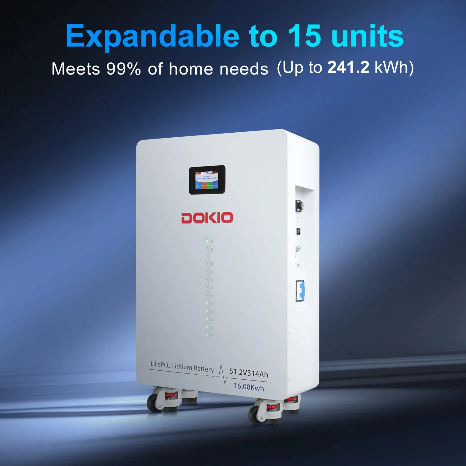 DOKIO 4980W Off-Grid Home Solar System,10kW Pure Sine Wave Inverter,16.08kWh LiFePO4 Battery,Panels & Full Cable Kit
