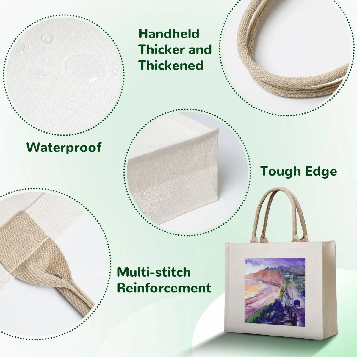 Budleigh Salterton in winter watercolor painting Tote Bag Reusable bags tote bag women Customizable tote bag Candy bags