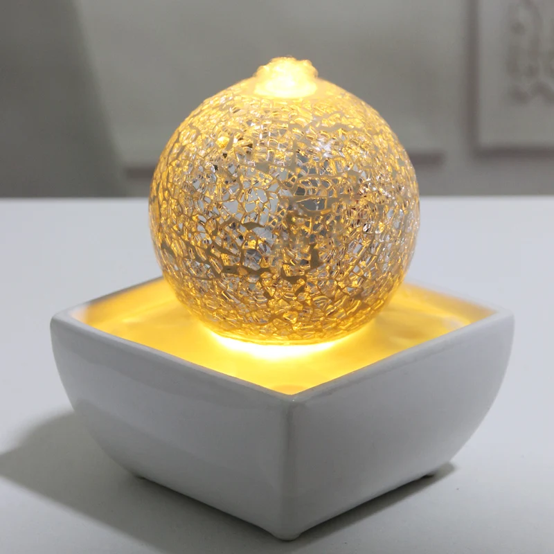 

Minimalist Creative Glitter Water Fountain Desktop Decor Relaxing Tabletop Flow Ornament for Office Home Gift for Women Girls